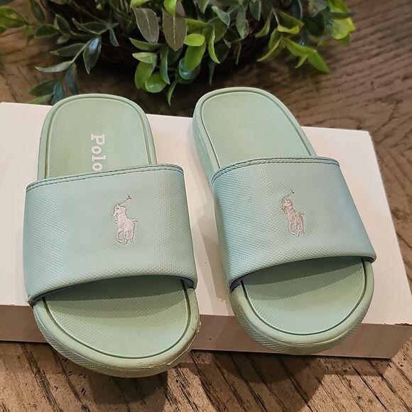 Polo Ralph Lauren Mint Green Slides Size 11 - Picture 8 of 8